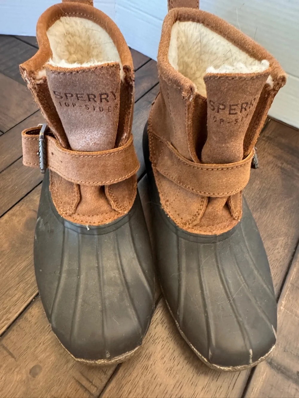 Sperry Saltwater Women's 6.5M Brown Leather Zip Up Duck Rain Boots